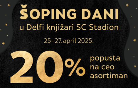 popust od 20 na ceo asortiman u delfi knjižari sc stadion laguna knjige