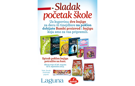 sladak početak škole na poklon knjige i proizvodi bambi laguna knjige